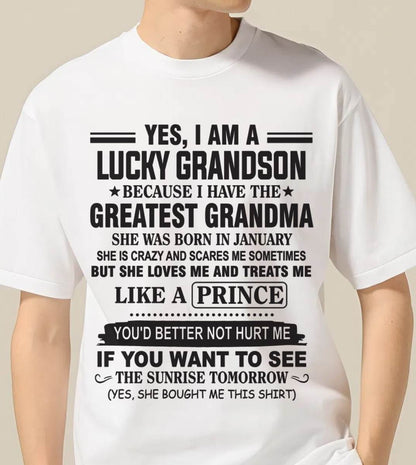 JANUARY - YES, I AM A LUCKY GRANDSON BECAUSE I HAVE THE GREATEST GRANDMA - FROM GRANDMA - TLEE01 (SKU10-84-01)