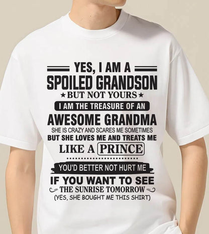 YES, I AM A SPOILED GRANDSON BUT NOT YOURS I AM THE TREASURE OF AN AWESOME GRANDMA - FROM GRANDMA - TLEE00 (SKU10-57-00)