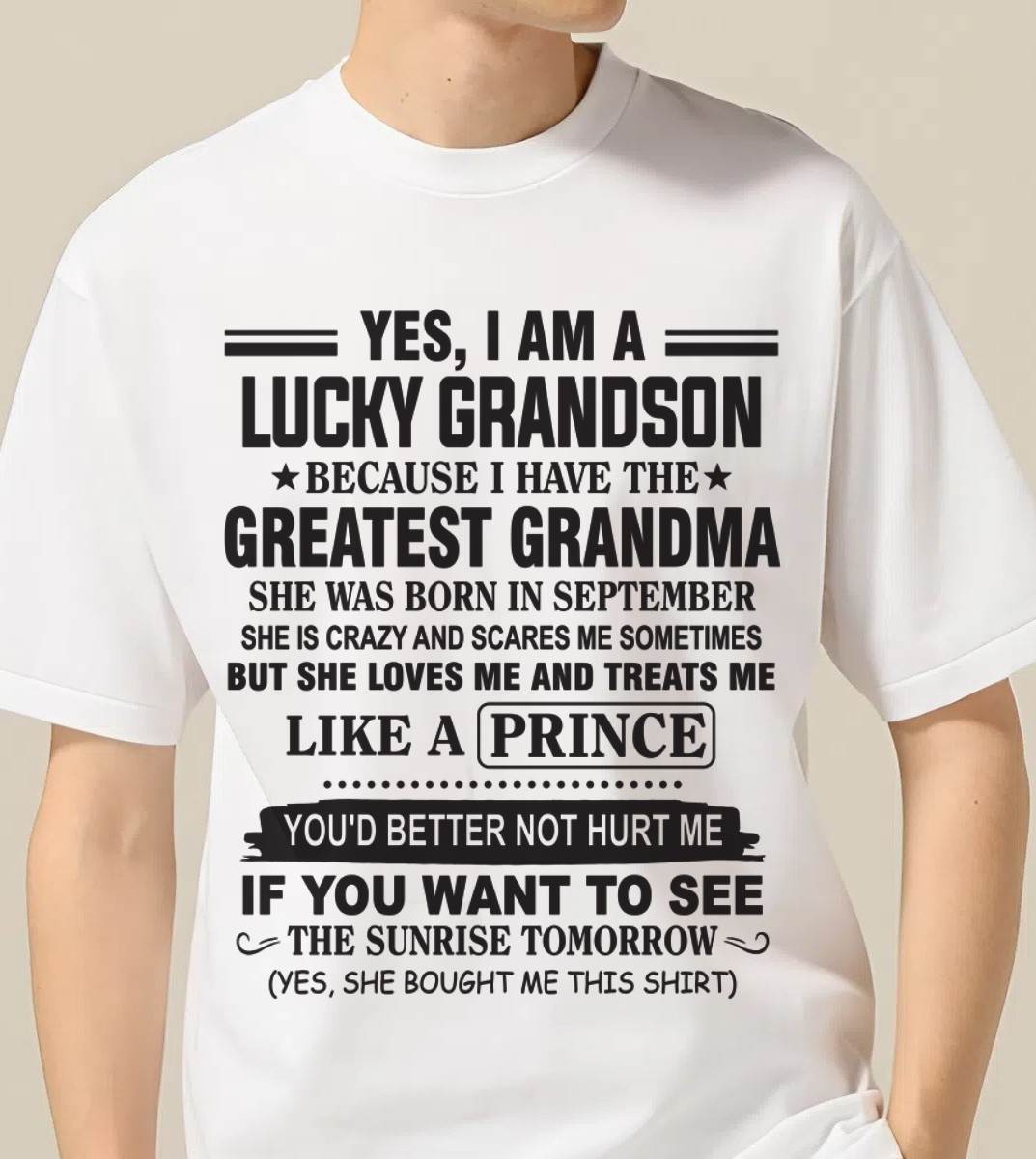 SEPTEMBER - YES, I AM A LUCKY GRANDSON BECAUSE I HAVE THE GREATEST GRANDMA - FROM GRANDMA - TLEE09 (SKU10-84-09)