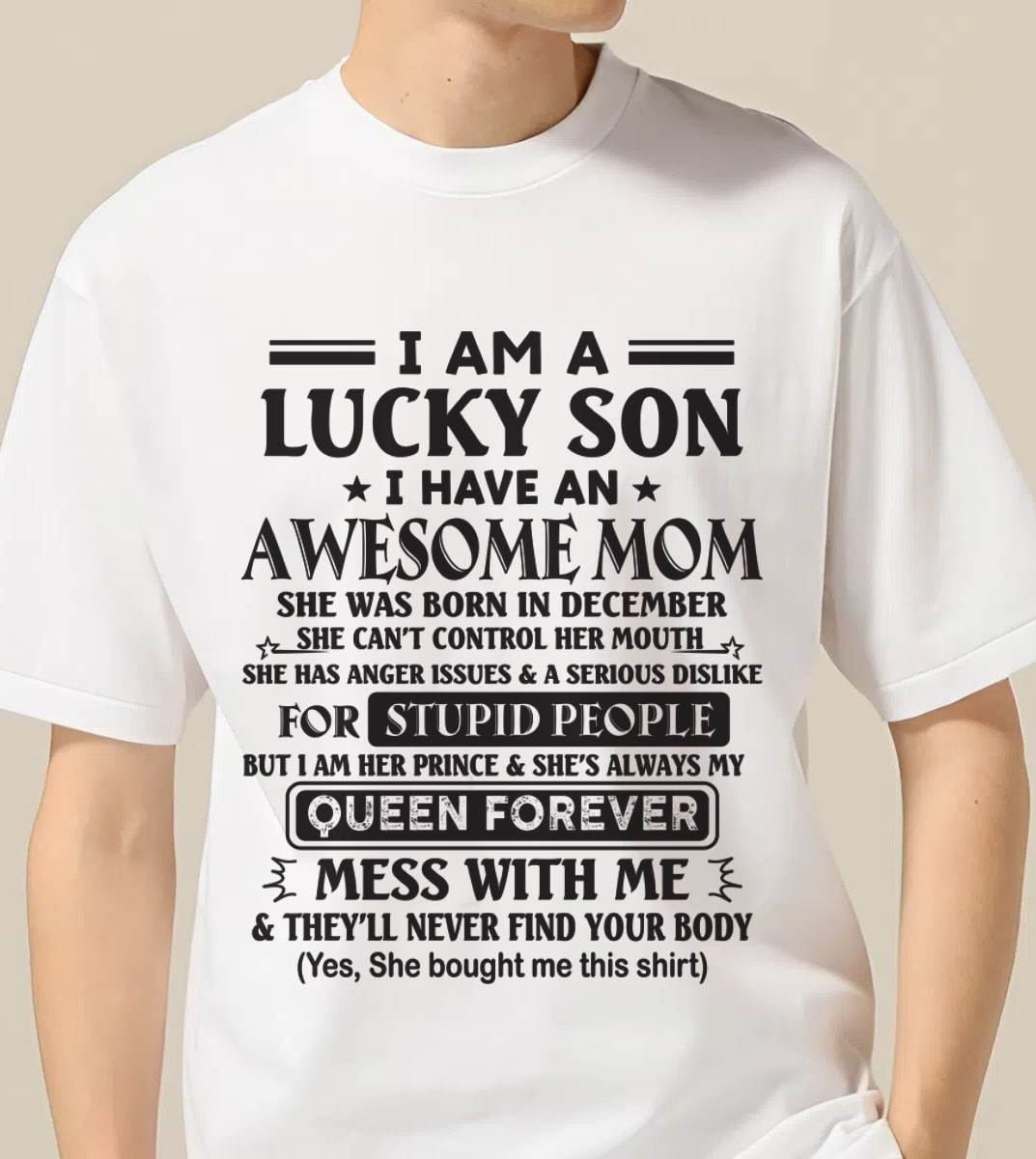DECEMBER - I AM A LUCKY SON I HAVE AN AWESOME MOM - FROM MOM - TLEE12 (SKU11-37-12)