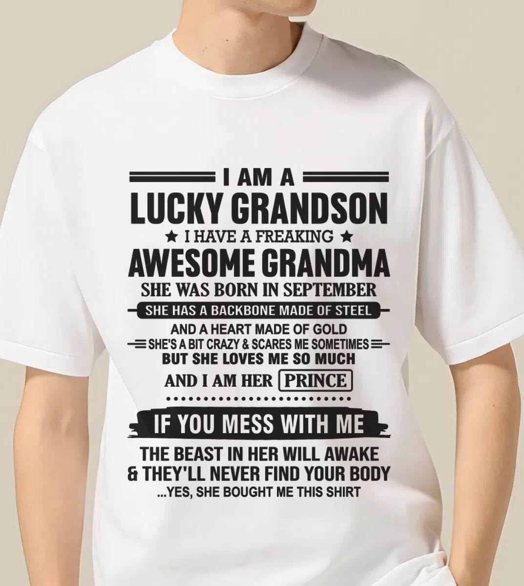 SEPTEMBER - I AM A LUCKY GRANDSON I HAVE A FREAKING AWESOME GRANDMA - FROM GRANDMA - TLEE09 (SKU11-29-09)