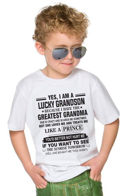 YES, I AM A LUCKY GRANDSON BECAUSE I HAVE THE GREATEST GRANDMA - FROM GRANDMA - TLEE00 (SKU10-84-00)