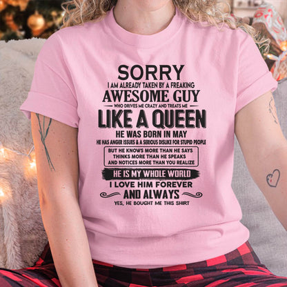 May - Sorry I am already taken by a freaking awesome guy - Gift for Wife From Husband - TLEE05 (SKU08-25-05)