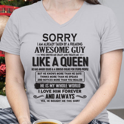 Sorry I am already taken by a freaking awesome guy - Gift for Wife From Husband - TLEE00 (SKU08-25-00)